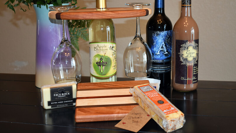Matching Wine Caddy & Cheese Cutting Board - Surfboard